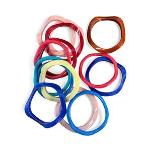 Lot of vintage plastic colorful wavy bangle bracelets